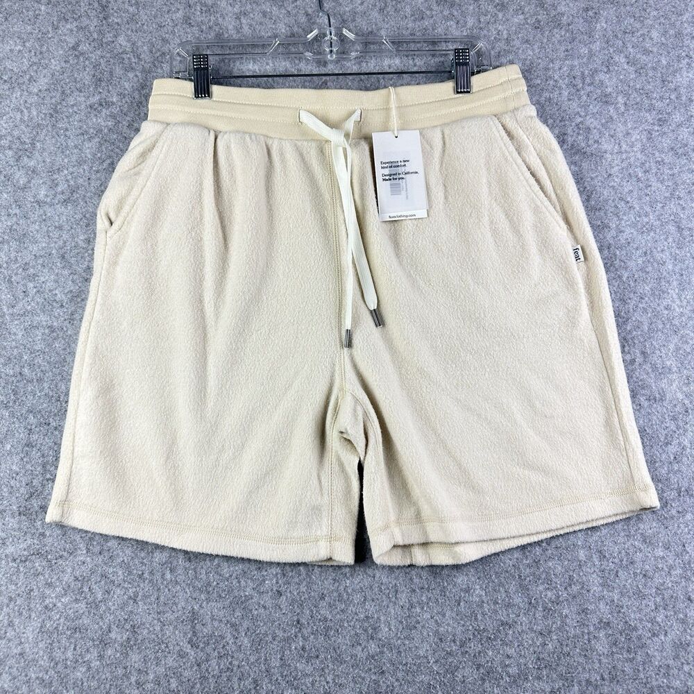 Feat Blanket Blend Shorts Mens Large Oatmilk Cozy Athleisure Lounge Pockets NEW